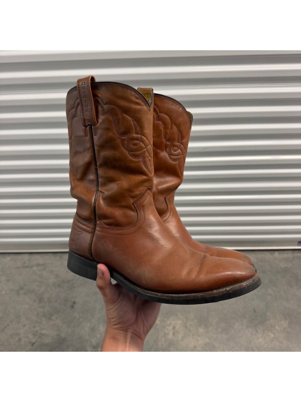 Tony Lama Mens Western Cowboy Boots Brown Leather Size 8.5 EE